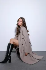 Antioch Taş Kemerli Kruvaze Kadın Kaban