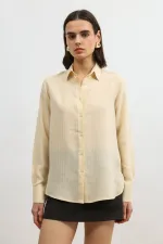 Chemise rayée Antioch jaune 100 % lyocell pour femme avec mouchoir