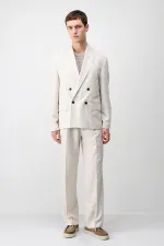 Antioch Taş Relax Fit Keten Karışımlı Erkek Blazer Ceket