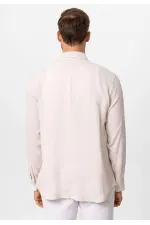 Antioch Ecru Muslin Fabric Long-Sleeve Men's Shirt