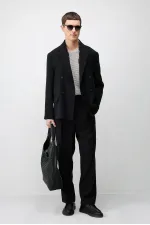 Veste blazer pour homme Antioch en mélange modal noir, coupe décontractée