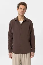 Antioch Kahve Relax Fit Modal Kumaş Erkek Gömlek