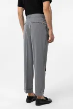 Antioch Grey High-Waisted Italian-Fit Pleated Men's Trousers