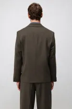 Antioch Kahve 1 Relax Fit Kruvaze Erkek Blazer Ceket