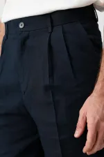 Antioch Lacivert Keten Karışımlı Erkek Baggy Pantolon