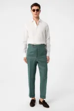 Antioch Green 100% Linen Italian Cut Men's Trousers