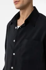 Antioch Siyah Modal Kumaş Relax Fit Erkek Gömlek