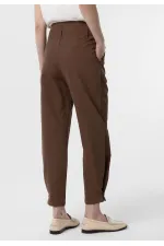 Pantalon Antioch Coffee taille haute à ourlet boutonné pour femme