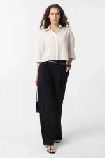 Chemise texturée courte Antioch écru pour femme