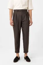 Pantalon homme Antioch Coffee plissé taille haute