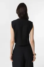 Gilet Antioch en lin mélangé noir pour femme