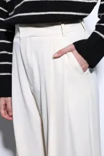 Antioch Ecru Pleated Palazzo Women's Trousers