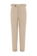 Antioch Beige 100% Linen Italian Cut Men's Trousers