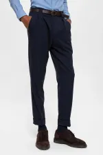 Antioch Lacivert Kemerli Double Paça Pantolon