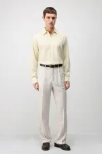 Chemise homme Antioch jaune en lin mélangé, coupe décontractée