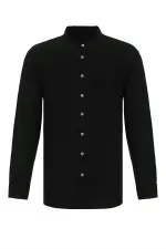 Antioch Black Mandarin Collar Men's Shirt