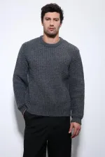 Pull en maille texturée anthracite Antioch pour homme