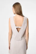 Antioch Bej Keten Karışımlı Kadın Bluz