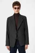 Blazer oversize pour homme Antioch anthracite à chevrons