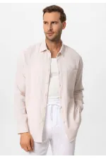 Antioch Ecru Muslin Fabric Long-Sleeve Men's Shirt