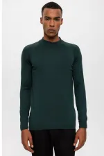 Pull en maille pour homme Antioch Green à col roulé semi-roulé