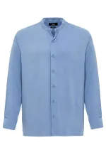 Antioch Baby Blue Mandarin Collar Regular Fit Men's Shirt