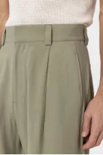 Antioch Haki Pileli Baggy Fit Erkek Pantolon