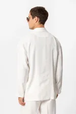 Antioch Ekru Oversize Astarsız Erkek Blazer Ceket