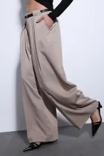 Antioch Taş Pileli Geniş Kadın Pantolon