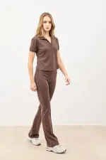 Antioch Kahve Yüksek Bel İspanyol Paça Kadın Tayt