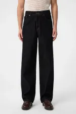 Antioch Siyah Yüksek Bel Relaxed Fit Erkek Kot Pantolon