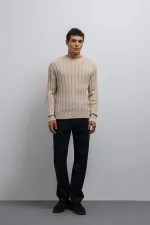 Pull homme Antioch beige en velours côtelé 100 % coton