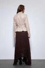 Manteau en similicuir beige Antioch avec ceinture