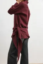 Antioch Bordo Mendil Detaylı Kadın Gömlek