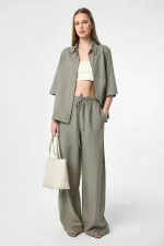 Antioch Khaki Linen Blend Women's Shirt