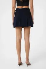 Mini-jupe plissée bleu marine Antioch pour femme