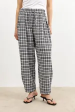 Pantalon à carreaux Antioch gris à ourlet ajustable pour femme