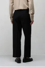 Antioch Black Relax Fit Pleated Men's Trousers