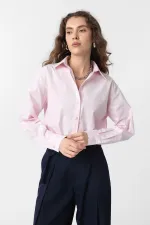 Chemise courte en popeline rose Antioch pour femme