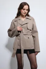 Antioch Bej Kemerli Kısa Trençkot