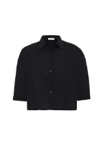 Chemise courte texturée noire Antioch pour femme