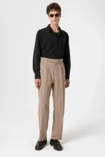 Antioch Light Mink High Waist Zip-Up Men's Trousers