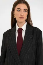 Antioch Black Women's Striped Oversize Blazer Jacket