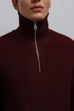 Pull en maille zippé Antioch bordeaux pour homme