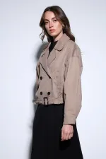 Trench-coat court croisé beige Antioch pour femme