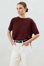 Antioch Bordo Dökümlü Kadın T-Shirt
