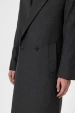 Antioch Antrasit Yün Karışımlı Balıksırtı Kruvaze Erkek Kaban