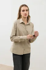 Antioch Beige Basic Slim Fit Women's Shirt