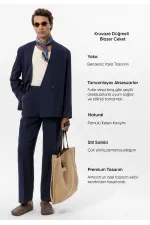 Antioch Lacivert Keten Karışımlı Kruvaze Düğmeli Erkek Blazer Ceket Antioch Lacivert Keten Karışımlı Kruvaze Düğmeli Erkek Blazer Ceket