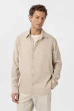 Antioch Bej Relax Fit Liyosel Kumaş Erkek Gömlek